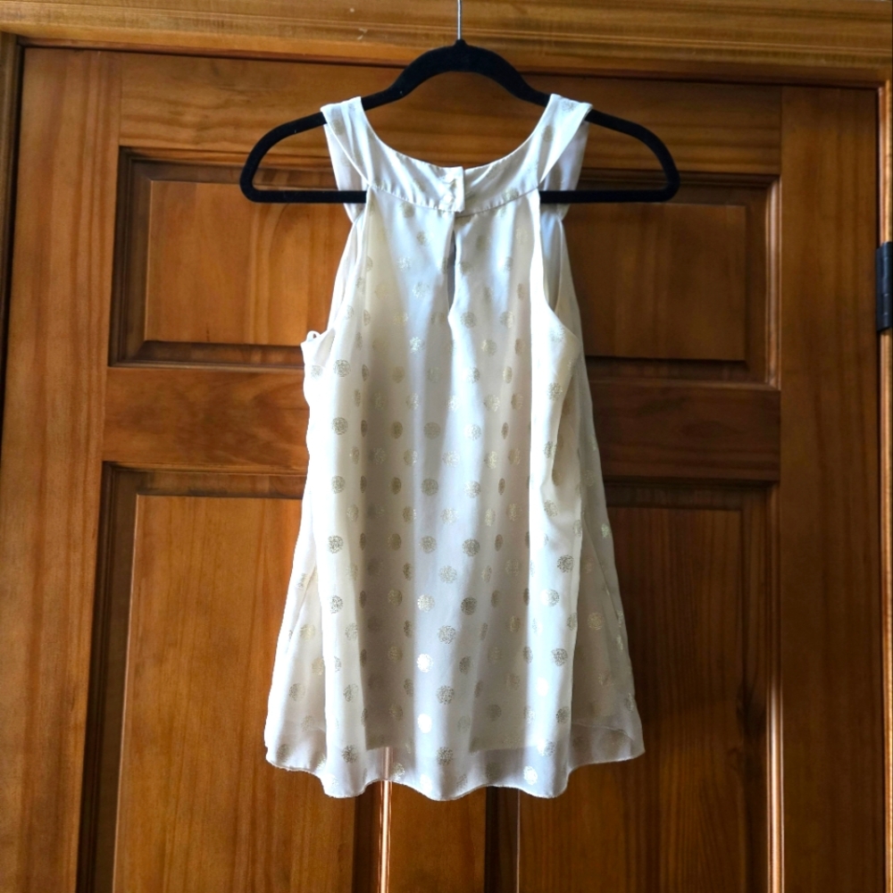 IZ BYER DRESS TANK CREAM METALIC DOTS SIZE M - Picture 3 of 4